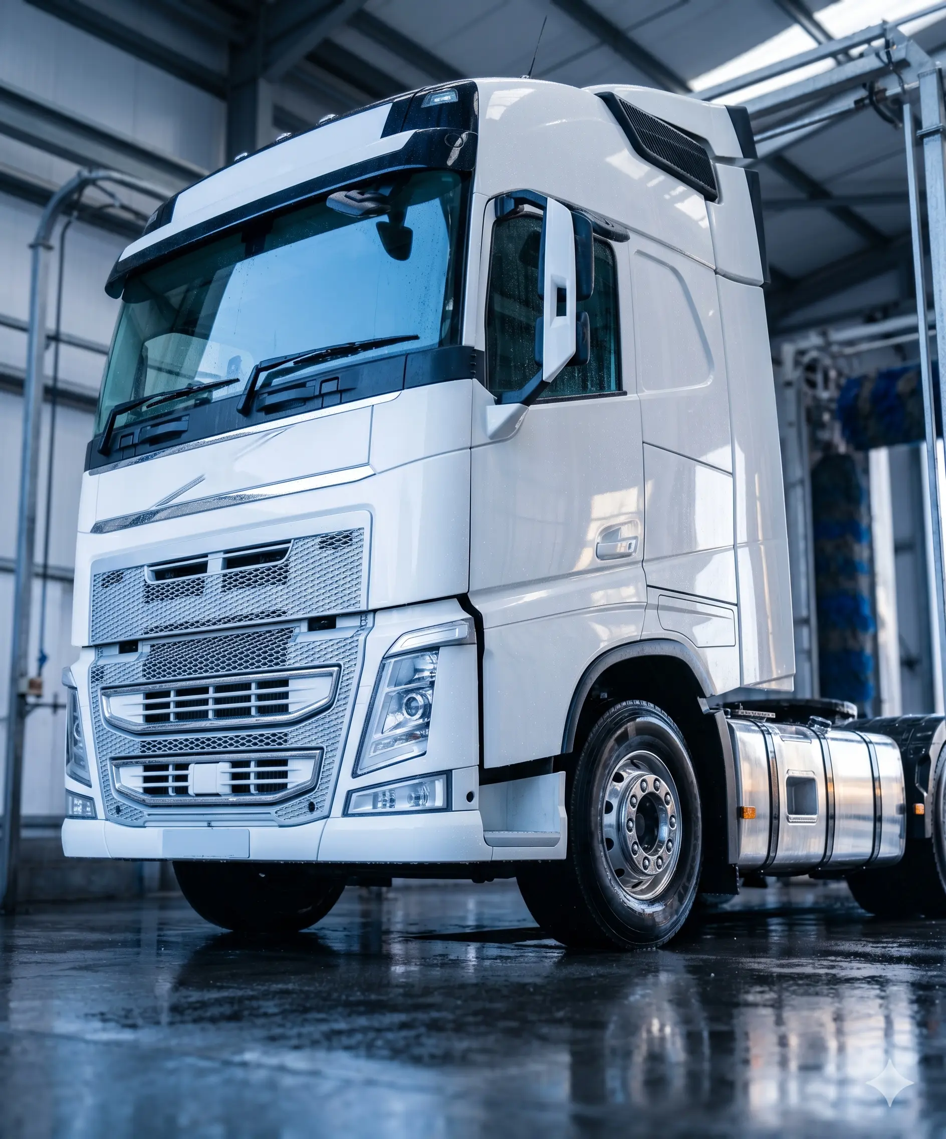 Clean, freshly washed commercial truck